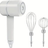 1pc Mini Wireless Hand Mixer, Electric Egg Beater Charging Mini Household Electric Small Baking Stir Cream Tool 304 Stainless Steel Net Baking Supplies Clearance (White)