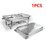 1Pcs 1/2/3 Grid Pans Rectangle Stainless Steel Chafing Dish Catering Buffet Food Insulated Meal Plates For Self-service Banquet