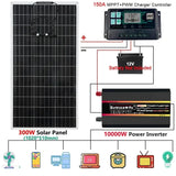 110V/220V System 300W PET Solar Panel+150A Charge Controller+12000W 10000W Inverter Power Generation Kit for Home Outdoor