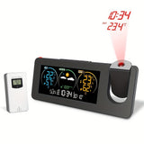1pc Weather Prediction Temperature And Humidity Color Screen Digital Alarm Clock With Projection
