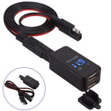 SAE To Adapter Voltmeter Motorcycle Quick Disconnect Plug with Waterproof Dual USB Charger for Smart Phone Tablet GPS