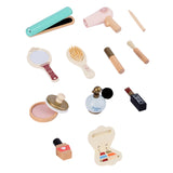 Baby Wooden Girls Make Up Set Toys Pretend Play Cosmetic Bag Beauty Hair Salon Toy Makeup Tools Kit For Christmas Gifts