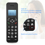 Cordless Phone Caller ID/Call Waiting 1.6 inch Backlight LCD 3 es Screen Display Rechargeable Batteries Support 16 Languages