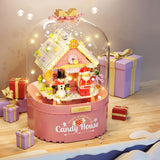 New Music Box Candy House Building Bloc DIY Doll house NewYear Santa Claus Children Gifts Decoration Merry Christmas