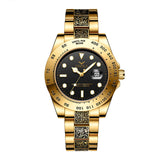 Brand ONOLA Business Casual luxury retro stainless steel golden men's watch high quality gold watches men