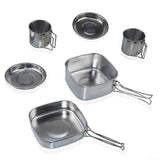 Stainless Steel Camping Cookware Set  2 Cups, 2 Plates, 1 Hot Pot, 1 Frying Pan  Stackable Cooking Utensils for Outdoor Camping, Hiking