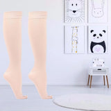 1Pair Medical Compression 30-40mmHg Middle Tube Thin Calf Sleeve Peep-to Socks Pressure Varicose Veins Stockings For Woman