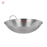 Stainless Steel Non Coating Woks Gas Cooker Traditional Handmade Pot With Double Ear Chef Fry Wok