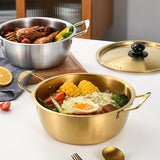 1pc Korean Ramen Noodle Pot, Stainless Steel Stockpot Soup Cooking Pot With Lid, Nonstick Saucepan Small Pasta Pot