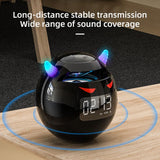 Wireless Bluetooth Speakers Cool Little Devil Look Mini Desktop Subwoofer Portable Radio Stereo Sound Speaker With LED Time Display