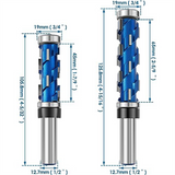 2Pc Flush Trim Router Bit Set 1/2Inch Shank,Double Bearing Spiral Trimming Woodworking Milling Cutter Tool for Wood