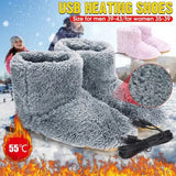 1 Pairs Winter USB Electric Heating for Women Men Comfortable Plush Foot Warmer Washable Heated Shoes Indoor Outdoor