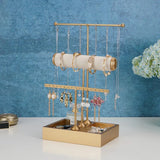 3 Tier Tree Rack Necklace Bracelet Holder Display Stand Jewelry Tower with Ring Tray