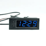 DC 5- 28V DIY Car Brighess Adjustment Temperature 2 Probes Voltage Monitor Meter LED Digital Clock Timer Green Blue Red