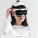 Electric Head Massager with Eye Massage - Relieve Stress with Air Pressure, Vibration Therapy, Scalp Relaxation, Hot Compress, and Bluetooth Music.