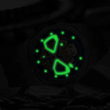PINTIME Men's Watches Luminous Waterproof Automatic Mechanical Wristwatch Skeleton Samurai Head Dial Silicone Strap Sports Reloj