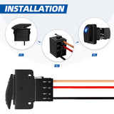 12V with Mounting Bracket 3 Pin SPST ON/Off 30A 12 Volt Blue Led Rocker Switch Panel Mount for Marine Boat Car