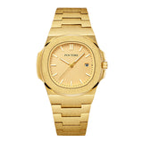 PINTIME Fashion Business Mens Watches Large Face Analog Quartz Wristwatch For Man Matte Stainless Steel Band Reloj Hombre Gifts