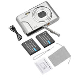 Andoer 1080P/2.7K Digital Camera 48MP 2.4-inch IPS Screen 16X Zoom AF Self-Timer Face Detection Anti-shaking with 2pcs Batteries