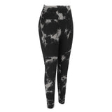 Tie Dye Seamless Leggings Black Quick Dry Yoga Leggings Full Length for Female for Gym