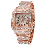 Watch for Men Ice Out Square Watches Luxury Diamonds Quartz Wristwatches Waterproof Black Leisure Business Relogios Masculino