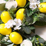 18 Inch Artificial With Yellow Lemon Green Leaves,Fake Fruit Wreath For Home Wall And Front Door Decor