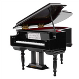 Miniature Grand Piano Model Kit Musical Instrument with Chair,for Home Office Decoration(Black, Without Music) Small