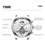 GUANQIN Tourbillon Mechanical Moon Phase Men's watches Week Calendar Type Luxury Man watch Stainless steel Waterproof Watch
