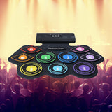 Portable Electronic Roll Up Drum Pad Set with 9 Pads, Drumsticks & Sustain Pedal - Christmas/Birthday Gift