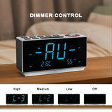 1pc Alarm Clock With FM Radio, USB Charging, 4.57cm Ice Blue LED Display, Night Light, Dual Alarm, Snooze, Dimmer Control, Bedside Office Electronic Clock ITOMA CKS508W