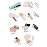 Baby Wooden Girls Make Up Set Toys Pretend Play Cosmetic Bag Beauty Hair Salon Toy Makeup Tools Kit For Christmas Gifts