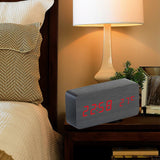 Wooden Square Desk Clock LED Digital Display Alarm Clock Temperature Display Clock For Bedroom Decoration Clock