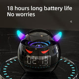 Wireless Bluetooth Speakers Cool Little Devil Look Mini Desktop Subwoofer Portable Radio Stereo Sound Speaker With LED Time Display