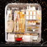 1pc Cosmetics Storage Box, Dressing Table Acrylic Skincare Products Box, Dustproof Desktop Large Capacity Box, Transparent Storage Rack