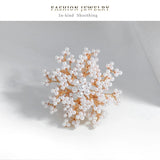 Crystal Solid Color Snowflake Fashion Exquisite Pearl Brooch Women's Jewelry
