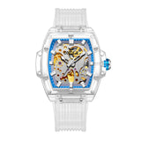 Watch for Men ONOLA Sprots Fashion Plastic Transparent Hollow Full Automatic Mechanical Watches Men Waterproof Clock