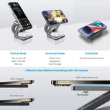 3 In 1 Magnetic Wireless Charger Stand Pad for iPhone 15 14 13 12 IWatch Foldable Fast Charging Dock Station Plastic