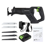 3000SPM Electric 20V Cordless Reciprocating Variable Speed with 2.0Ah Battery 5 Pcs 6-inch Saw Blade for Cutting Wood