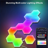 6pcs LED Hexagon Wall Light, Smart Modular Honeycomb Light With APP Remote Control And Music Sync,
