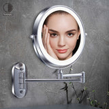 1pc Double-Sided Wall Mounted Makeup Mirror with LED Light and Magnifying Lens - Perfect for Bathroom and Vanity Use Christmas Decor Thanksgiving Gift 2023