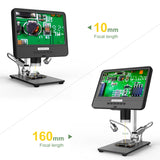 AD208S 5X-1200X Digital Microscope LCD Display Screen 1280 * 800 Adjustable 1080P Scope Soldering Tool with Two Fill Lights