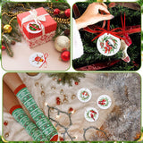 100 Piece Christmas Sublimation Blanks Holes White Acrylic Round Ornament With Red Ribbon