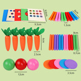 6-In-1 Wooden Montessori Kit Object Permanence Play Set With Coin Box Carrot Harvest Shape Sorter Ball Drop Toy Durable