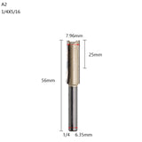 1/2 1/4 Trim Router Bit Wood Slotted Knife Carbide End Mill Straight Flute Bit