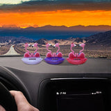 Solar Bobblehead Flamingo Cute Ornaments Dashboard Shaking Decor Valentine's Day Shake Head Toy For Car