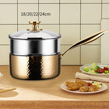 Saucepan with Lid Pasta Cookware Ergonomic Handle Deep Frying Pot Milk Soup Pan