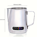 1pc 60ml Coffee Milk Frothing Pitcher With Built-In Thermometer, Stainless Stee