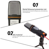 SF-666 Professional 3.5Mm Microphone Wired Home AUX Audio Stereo Desktop Tripod MIC Set For Pc Phone Karaoke Durable Gold