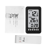 LCD ℃/℉ Digital Wireless Indoor/Outdoor Thermometer Clock Temperature Meter With Transmitter
