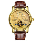 GUANQIN New Tourbillon Mechanical Luxury Watch For Men Calendar Week Display Waterproof Men's watches Steel shell Leather Watch